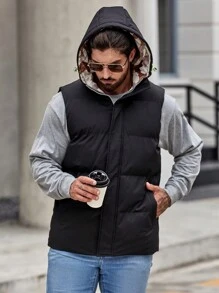 Manfinity Homme Áo khoác có mũ trùm đầu có khóa kéo cho nam - màu đen - Xem 4