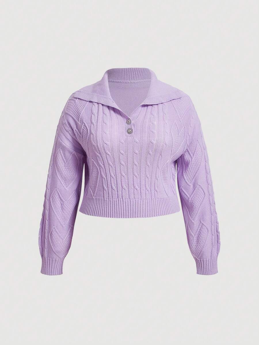 SHEIN MOD Pullover Mit Langen Ärmeln Und Überkopfschnitt - Violett - Übersicht 1