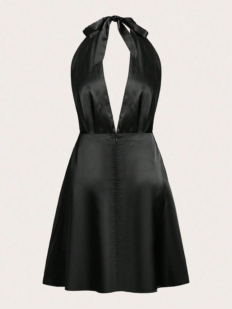 shein backless halter dress Square Neckline Black and Blue Vintage 90s Plus Size Prom Dress   daisystyledress