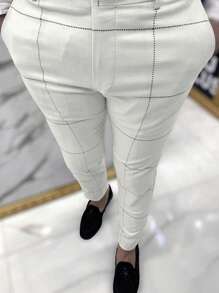 Manfinity Mode Nam In kẻ sọc Quần tây - trắng - Xem 1