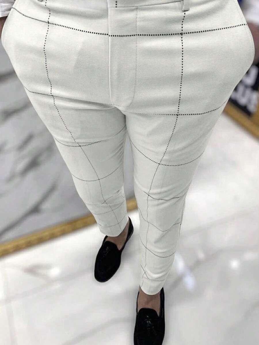 Manfinity Mode Nam In kẻ sọc Quần tây - trắng - Xem 1