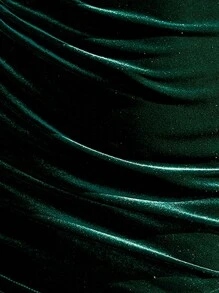 SHEIN Clasi Solid Ruched Wrap Hem Bodycon Dress - Green - View 3