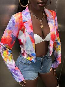 Slaydiva 紮染西裝領短版西裝 - 彩色 - 查看 4