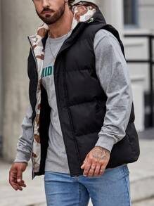 Manfinity Homme Áo khoác có mũ trùm đầu có khóa kéo cho nam - màu đen - Xem 5