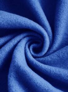 SHEIN BASICS Cozy Fleece Solid Drop Shoulder Crop Thermal Hoodie - Royal Blue - View 7