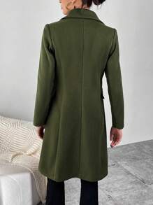 SHEIN Clasi Áo khoác đôi có cổ ve áo - xanh quân đội - Xem 2