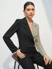 BizChic Hai âm Nút đôi Áo vest - Xám - Xem 1