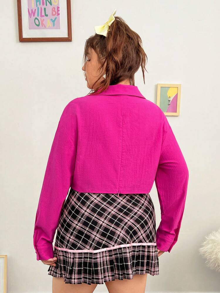 Plus Flap Pocket Crop Shirt