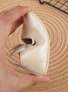 1雙女童彎結設計帶彈力帶平底鞋，適用於春夏季節 - 米色 - 查看 5