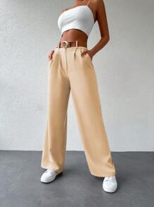 RueChic 斜袋闊腿褲（無腰帶）