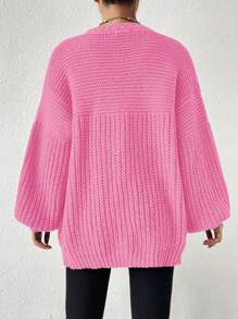 Chiquease Open Front Drop Shoulder Cardigan - Pink - View 2