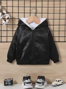 SHEIN Bébé Garçon Veste À Doublure En Tissu Duveteux À Capuche (Sans T-Shirt) - Multicolore - Voir 3