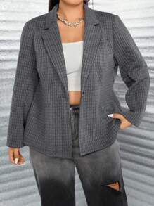 Celure 大碼西裝領外套 - 深灰色 - 查看 6