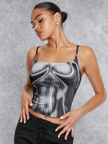 SHEIN BAE Figure Graphic Cami Top - Multicolor - View 6