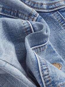 SHEIN MOD Button Front Bustier Cami Denim Top - Light Wash - View 3