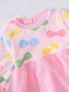 SHEIN Glamorique Kids Váy lưới viền nơ cho bé gái - Nhiều màu - Xem 3