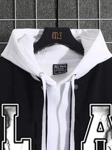 Aesthetic Post 男士加字母圖案兩色校隊夾克（不帶連帽衫） - 彩色 - 查看 3