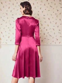 Vintamour Bow Front Puff Sleeve Dress
