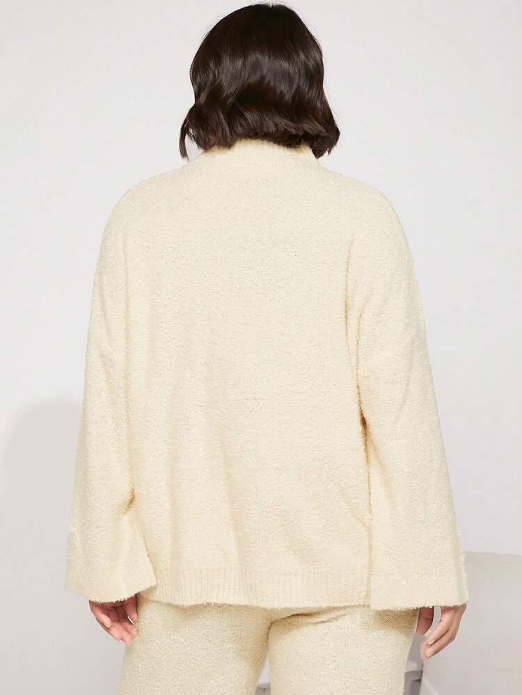 Plus Mock Neck Drop Shoulder Sweater