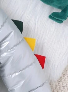 Kleine Jungen 3D Design gepolsterter Mantel mit Kapuze, thermofutterter Raglanärmel und Reißverschluss
