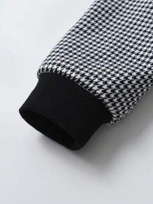 SHEIN 男小童千鳥格毛絨內襯連帽外套 - 黑與白 - 查看 4