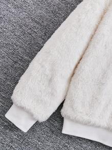 SHEIN Tween Girl Cartoon & Slogan Graphic Thermal Lined Sweatshirt