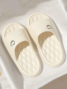 卡通鯨魚圖案女性厚鞋底防滑乙烯-乙酸乙烯共聚物拖鞋適用於家庭和浴室,白色