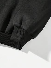 SHEIN Coolane 大碼骷髏&字母圖案落肩袖運動衫 - 黑色 - 查看 3