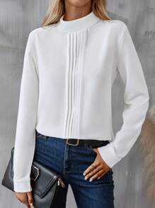 SHEIN Clasi Áo cổ giả trơn - trắng - Xem 1