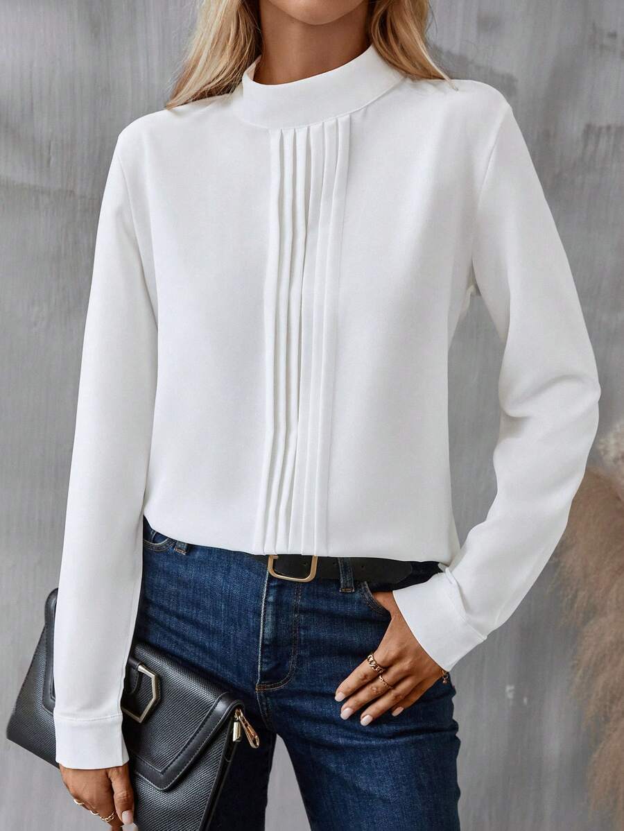 SHEIN Clasi Áo cổ giả trơn - trắng - Xem 1