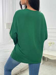 SHEIN EZwear Áo thun trễ vai hình xe máy & chữ cái - màu xanh lá - Xem 4