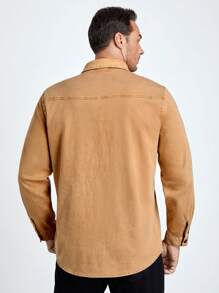 Manfinity VCAY 男士大码口袋貼布前排扣牛仔襯衫