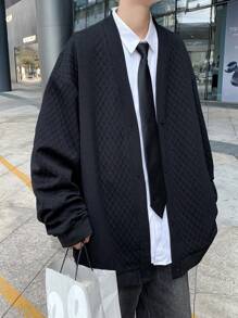 Manfinity Hypemode Loose Fit Men's Solid Color Drop Shoulder Jacket, Plain, Husband, Long Sleeve, Work, Thin Jacket
