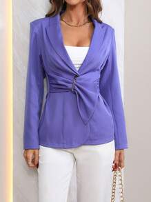 SHEIN Clasi Blazer liso con un solo botón - Morado - Ver 1