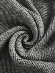 SHEIN BASICS Plus Solid Ribbed Knit Sweater Dress - Grey - View 6