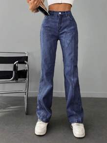 EURMUSE Straight Leg Jeans - Medium Wash - View 1