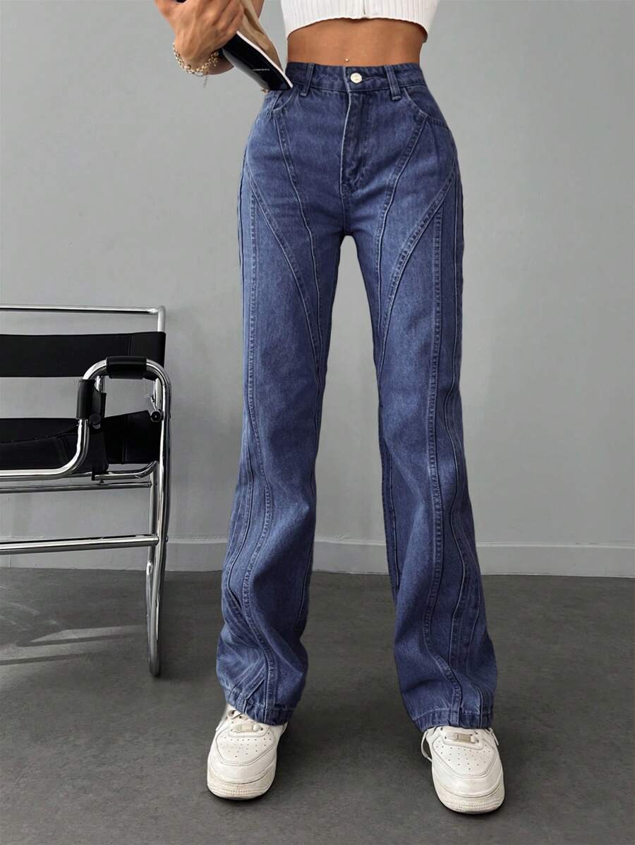 EURMUSE Straight Leg Jeans - Medium Wash - View 1