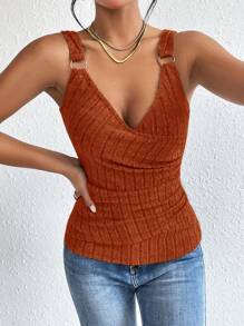 SHEIN Essnce Solid Ring Detail Tank Top