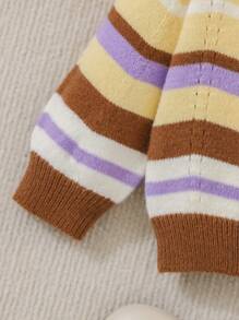 SHEIN Đứa bé gái Khối màu Thả vai Áo len - Nhiều màu - Xem 3