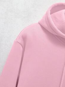 Manfinity Dauomo Men Kangaroo Pocket Drawstring Thermal Lined Hoodie - Pink - View 9
