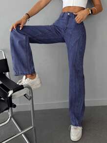 EURMUSE Straight Leg Jeans - Medium Wash - View 5