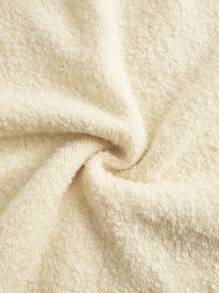 SHEIN BASICS 加袋鼠口袋落肩抽繩連帽毛衣 - 杏色 - 查看 7