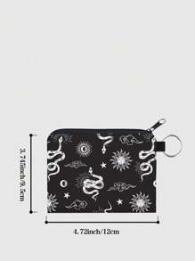 ROMWE Goth Sun & Moon Snake Graphic Coin Purse - Multicolor - View 3
