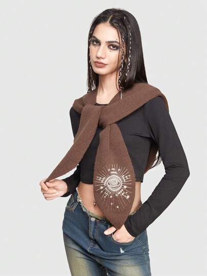 Fairycore 1pc Women Eye Pattern Scarf Hat