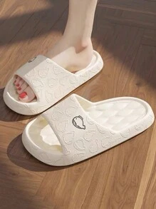 卡通鯨魚圖案女性厚鞋底防滑乙烯-乙酸乙烯共聚物拖鞋適用於家庭和浴室,白色