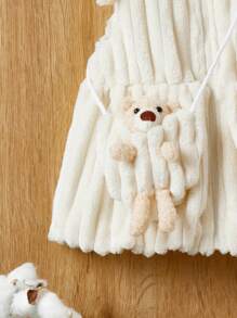 SHEIN Baby Girl Ruffle Trim Jacket & Bag - Pink - View 4