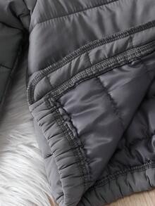 男童拉链毛绒装饰连帽棉服外套 - 灰色 - 查看 7