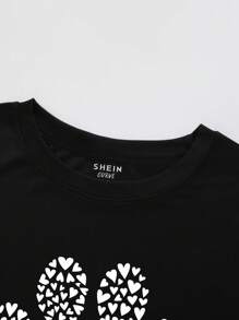 SHEIN LUNE Plus Paw Print Tee - Black - View 3