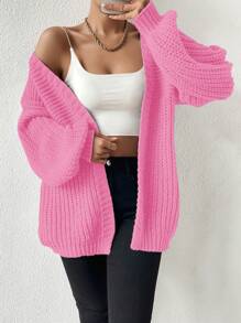 Chiquease Open Front Drop Shoulder Cardigan - Pink - View 6