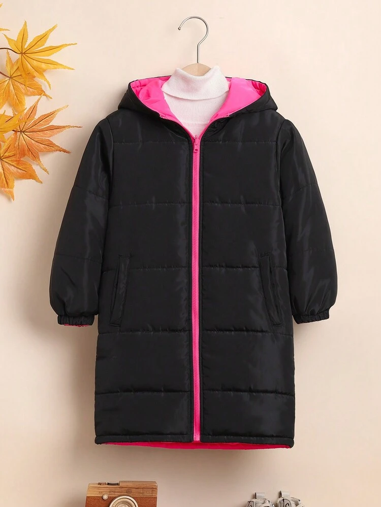 Young Girl Zip Up Hooded Padded Coat